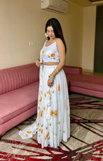 Thumbnail for Lorenvalley Fashion White Organza with Hand-painted Floral Design Lehenga Choli with Dupatta