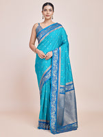 Thumbnail for Monjolika Fashion Sky Blue Banarasi Silk In Satin Is Classy Embellished With Golden Zari Work Saree - Distacart