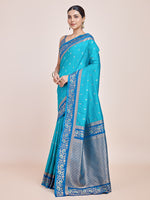 Thumbnail for Monjolika Fashion Sky Blue Banarasi Silk In Satin Is Classy Embellished With Golden Zari Work Saree - Distacart
