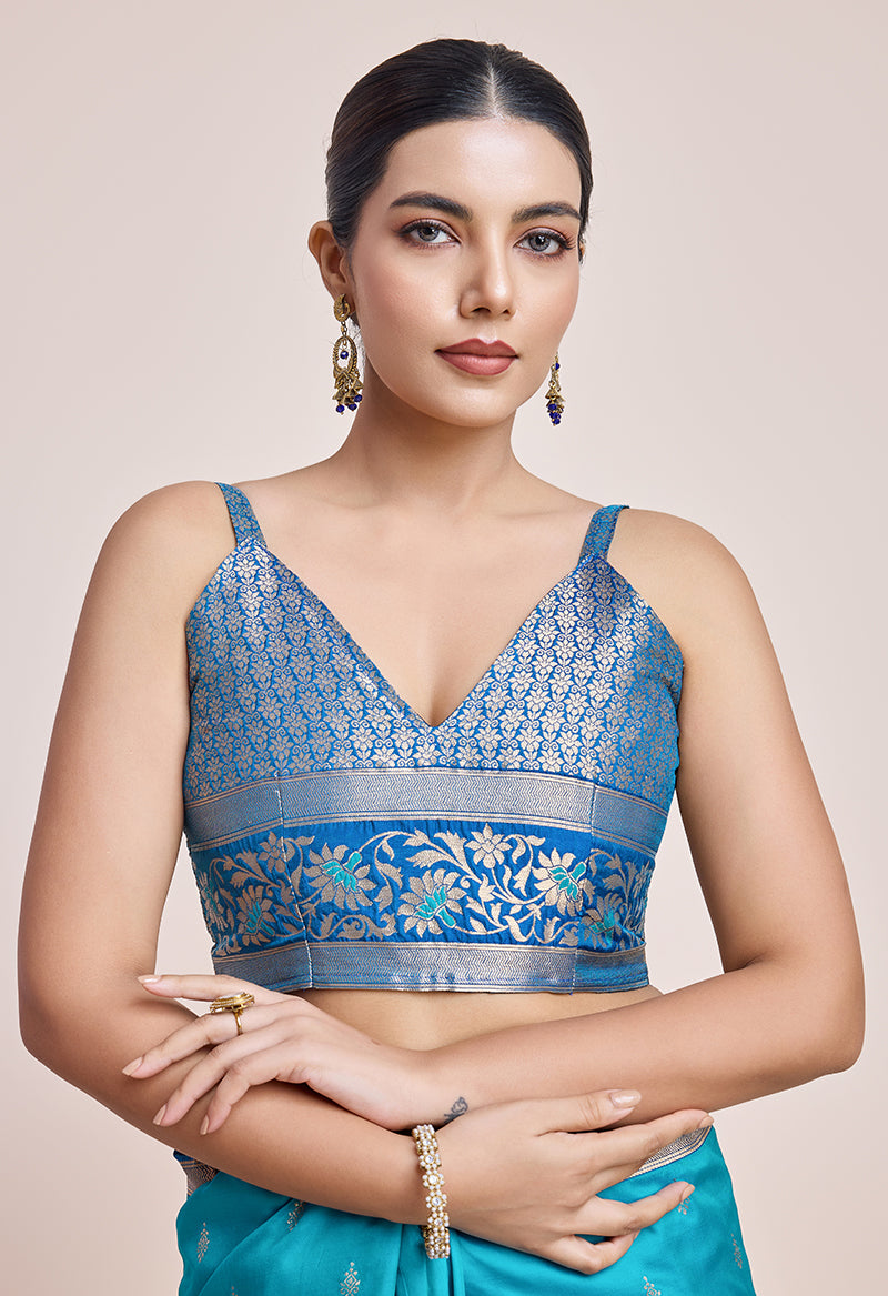 Monjolika Fashion Sky Blue Banarasi Silk In Satin Is Classy Embellished With Golden Zari Work Saree - Distacart