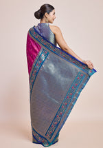 Thumbnail for Monjolika Fashion Magenta Banarasi Silk In Satin Is Classy Embellished With Golden Zari Work Saree - Distacart