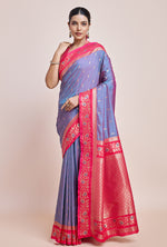 Thumbnail for Monjolika Fashion Violet Banarasi Silk In Satin Is Classy Embellished With Golden Zari Work Saree - Distacart