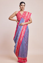 Thumbnail for Monjolika Fashion Violet Banarasi Silk In Satin Is Classy Embellished With Golden Zari Work Saree - Distacart