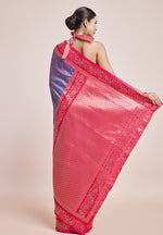 Thumbnail for Monjolika Fashion Violet Banarasi Silk In Satin Is Classy Embellished With Golden Zari Work Saree - Distacart