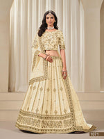 Thumbnail for Anaita Cream Embroidered Heavy Art Silk Designer Lehenga With Blouse - Distacart