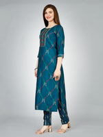Thumbnail for Malishka Women's Embroidered Rayon Kurta Pant Set-Dark Blue - Distacart