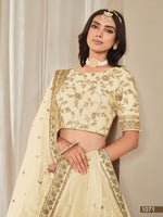 Thumbnail for Anaita Cream Embroidered Heavy Art Silk Designer Lehenga With Blouse - Distacart