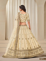 Thumbnail for Anaita Cream Embroidered Heavy Art Silk Designer Lehenga With Blouse - Distacart