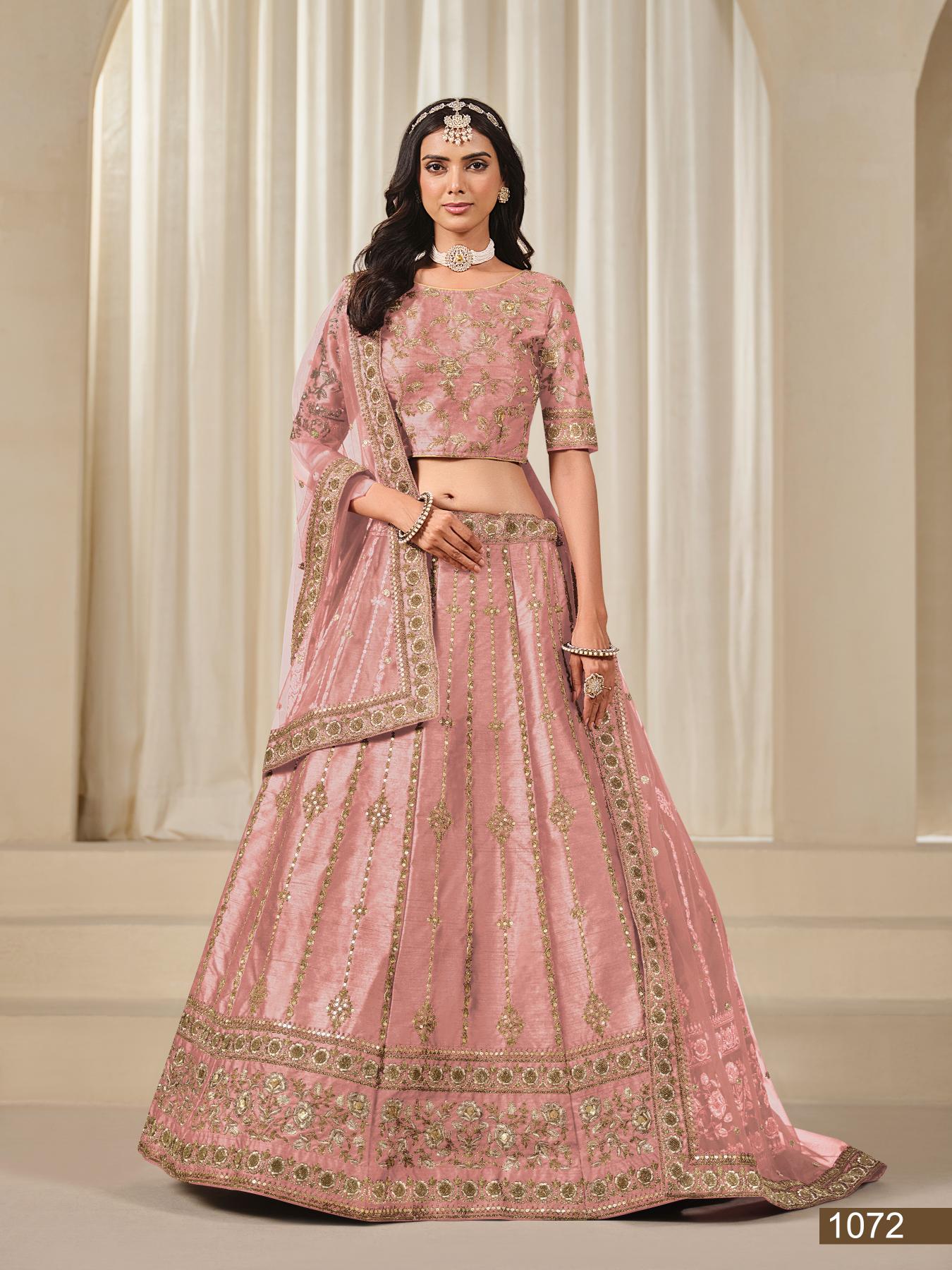 Anaita Pink Embroidered Heavy Art Silk Designer Lehenga With Blouse - Distacart