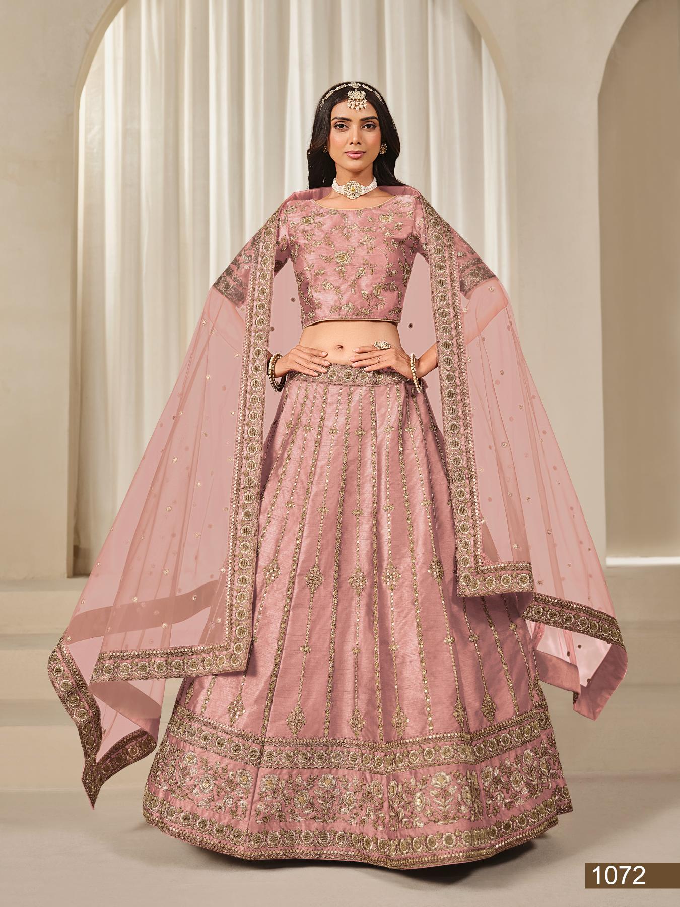 Anaita Pink Embroidered Heavy Art Silk Designer Lehenga With Blouse - Distacart