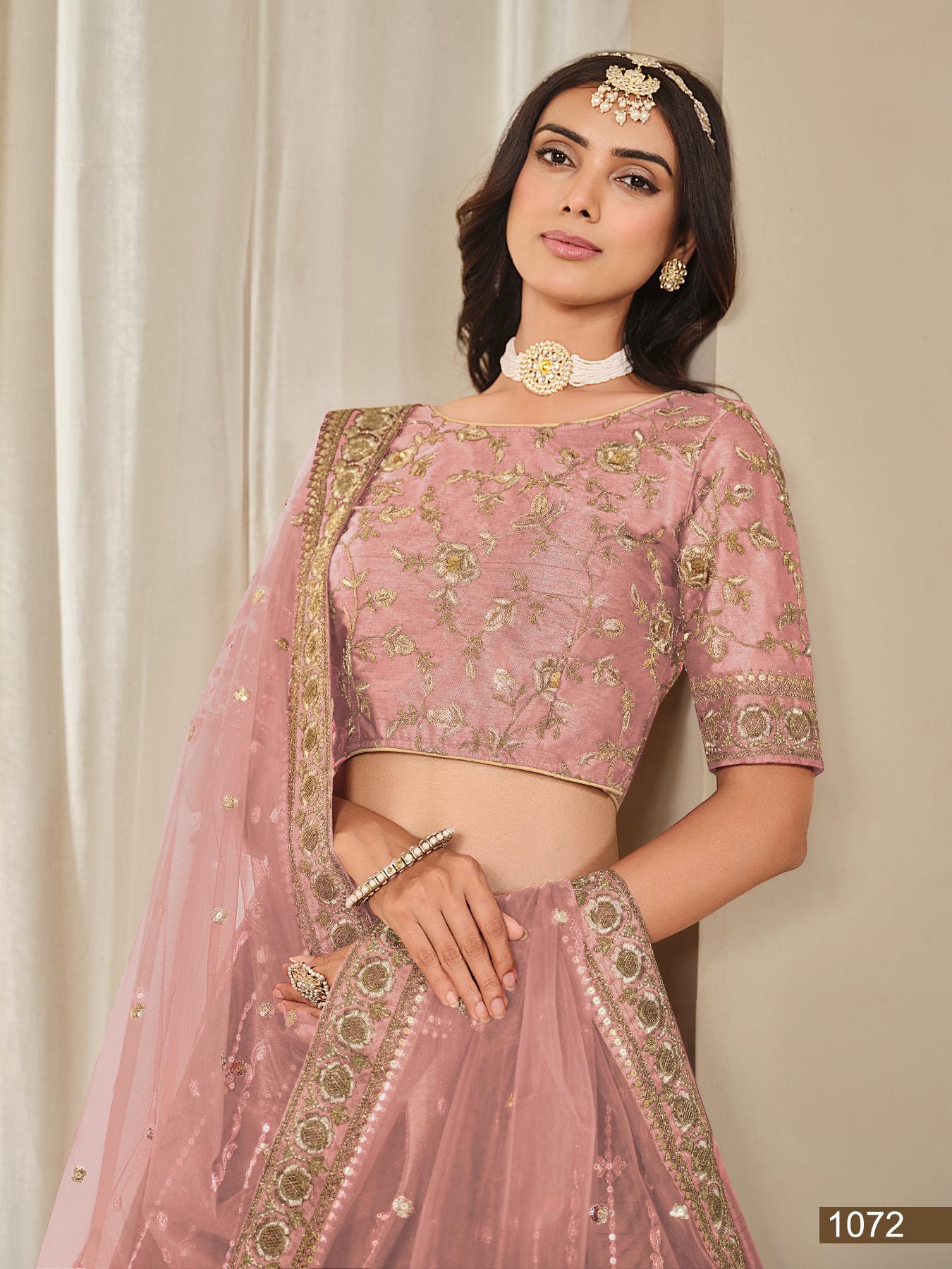 Anaita Pink Embroidered Heavy Art Silk Designer Lehenga With Blouse - Distacart