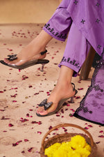 Thumbnail for BulBul Ruqaiya Muslin Purple Kurta Set With Dupatta