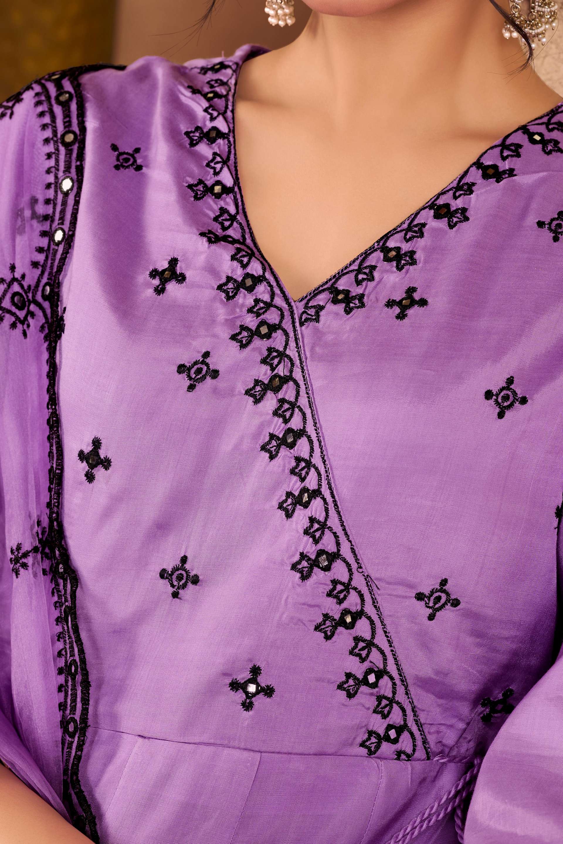 BulBul Ruqaiya Muslin Purple Kurta Set With Dupatta