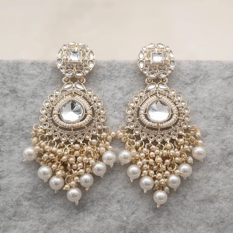 Tehzeeb Creations White Gold Trending Style Drop & Danglers Earring For Girls & Women Diamond, Pearl Brass Drops - Distacart
