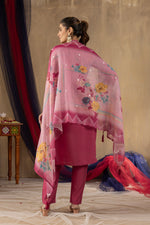Thumbnail for Vedant Vastram Roman Silk Embroidery & Sequence Work Stitched Kurta Pant Dupatta Set-Pink - Distacart