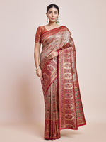 Thumbnail for Monjolika Fashion Maroon Latest Dharmavaram Silk SareeWith Rich Heritage Woven In Gold And Silver Zari Work - Distacart