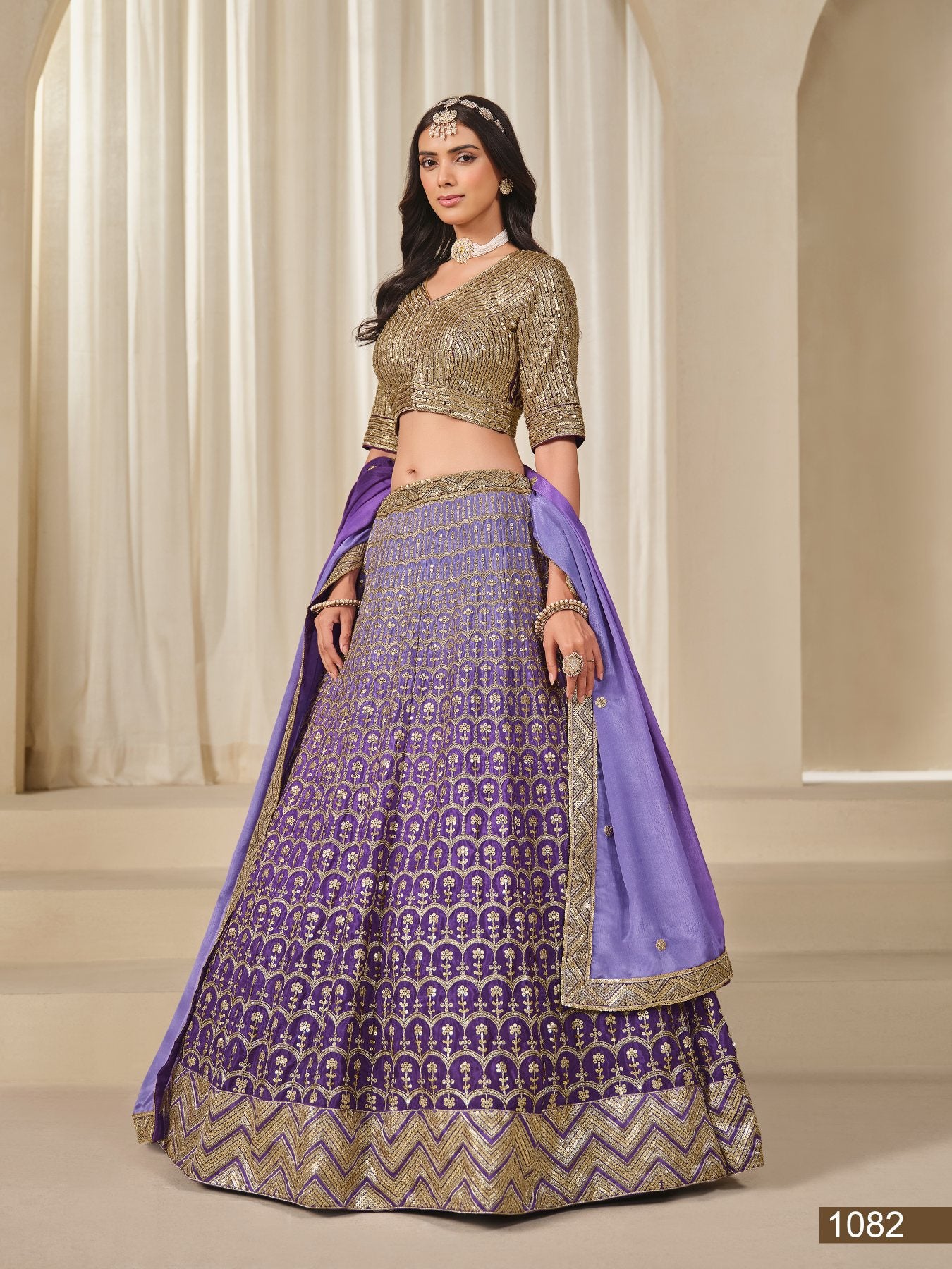 Anaita Purple Embroidered Heavy Chinon Silk Designer Lehenga With Blouse - Distacart