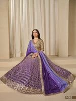 Thumbnail for Anaita Purple Embroidered Heavy Chinon Silk Designer Lehenga With Blouse - Distacart