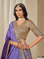 Thumbnail for Anaita Purple Embroidered Heavy Chinon Silk Designer Lehenga With Blouse - Distacart