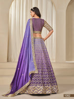 Thumbnail for Anaita Purple Embroidered Heavy Chinon Silk Designer Lehenga With Blouse - Distacart