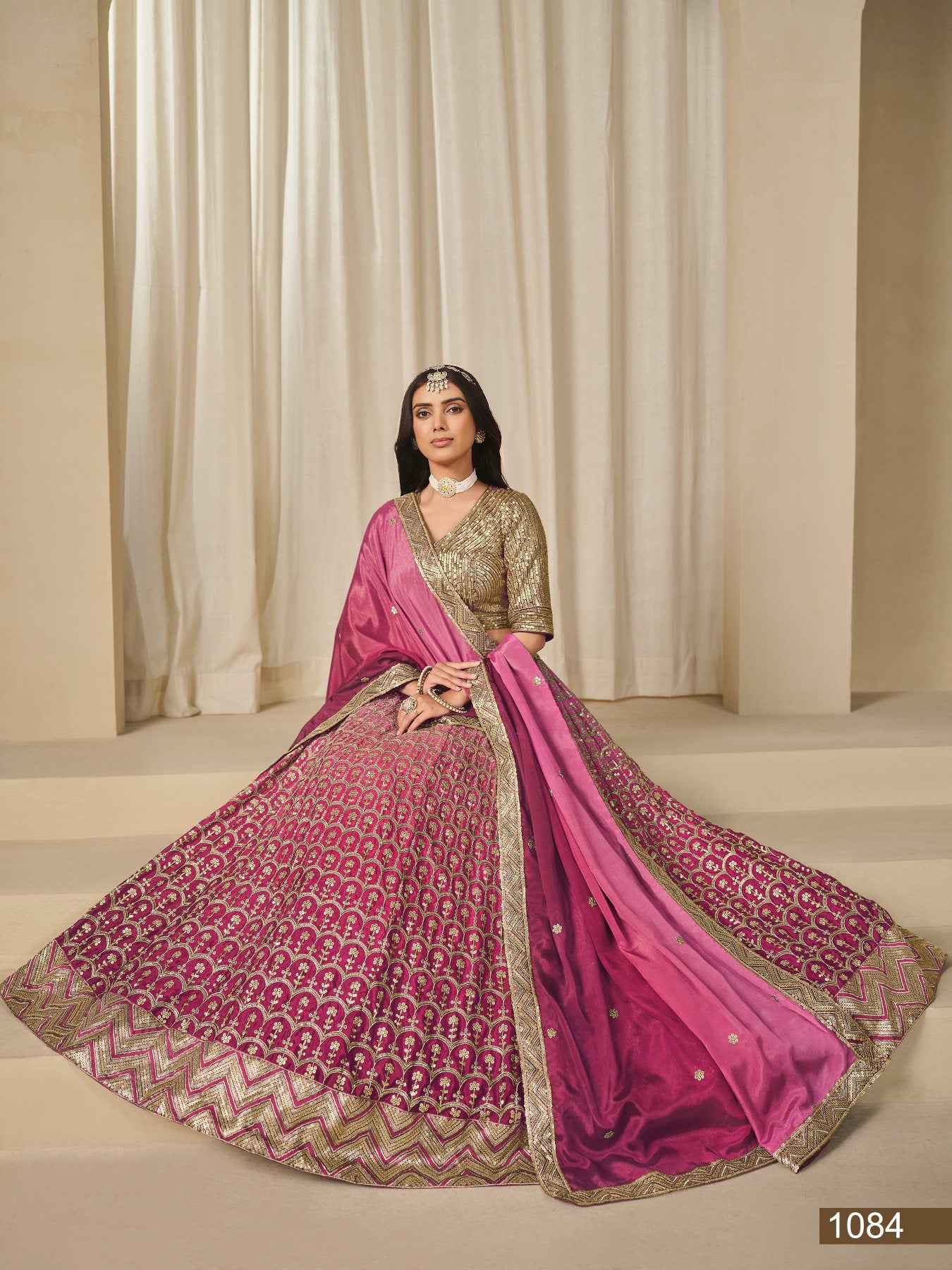 Anaita Pink Embroidered Heavy Chinon Silk Designer Lehenga With Blouse - Distacart