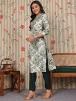 Thumbnail for Ode by House of Pataudi Ethnic Motifs Printed Regular Chanderi Silk Kurta with Trousers - Distacart