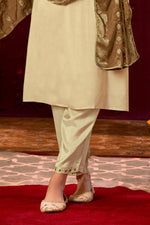 Thumbnail for BulBul Ashima Beige Cotton Kurta Set With Dupatta