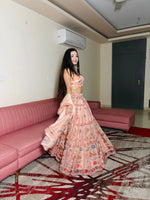 Thumbnail for Lorenvalley Fashion Peach Organza with Floral Print Design Lehenga Choli with Dupatta