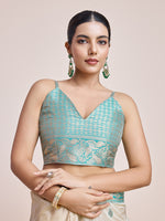 Thumbnail for Monjolika Fashion Exquisite Designs With This Cream Banarasi Satin Silk Saree - Distacart