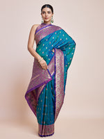 Thumbnail for Monjolika Fashion Exquisite Designs With This Teal Banarasi Satin Silk Saree - Distacart