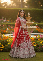 Thumbnail for Anaita Red Net Lehenga Choli With Embroidery & Dori Sequence Work - Distacart