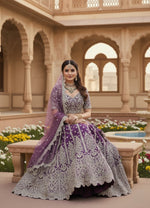 Thumbnail for Anaita Lavender Net Lehenga Choli With Embroidery & Dori Sequence Work - Distacart