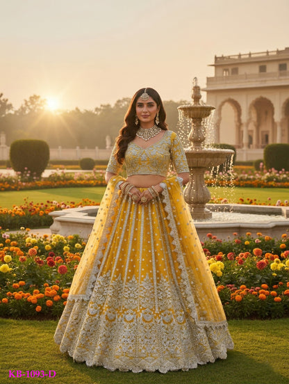 Anaita Yellow Net Lehenga Choli With Embroidery & Dori Sequence Work - Distacart