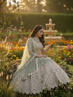 Thumbnail for Anaita Green Net Lehenga Choli With Embroidery & Dori Sequence Work - Distacart