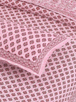 Thumbnail for Pink Ethnic Motifs Cotton 200TC King Bedsheet With 2 Zipper Pillow Covers - King Size by House of Ree - Distacart