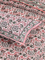 Thumbnail for Green Orange Floral Printed Cotton 200TC King Bedsheet With 2 Zipper Pillow Covers - King Size by House of Ree - Distacart