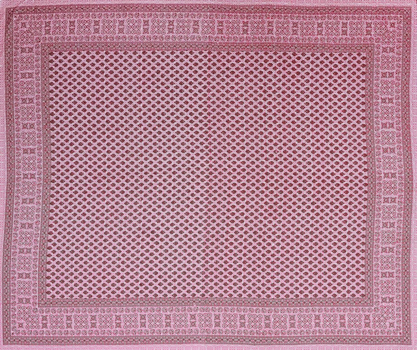 Pink Ethnic Motifs Cotton 200TC King Bedsheet With 2 Zipper Pillow Covers - King Size by House of Ree - Distacart