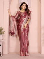 Thumbnail for Aastha Fashion Dusty Rose Soft Organza Silk Weaving Saree - Distacart
