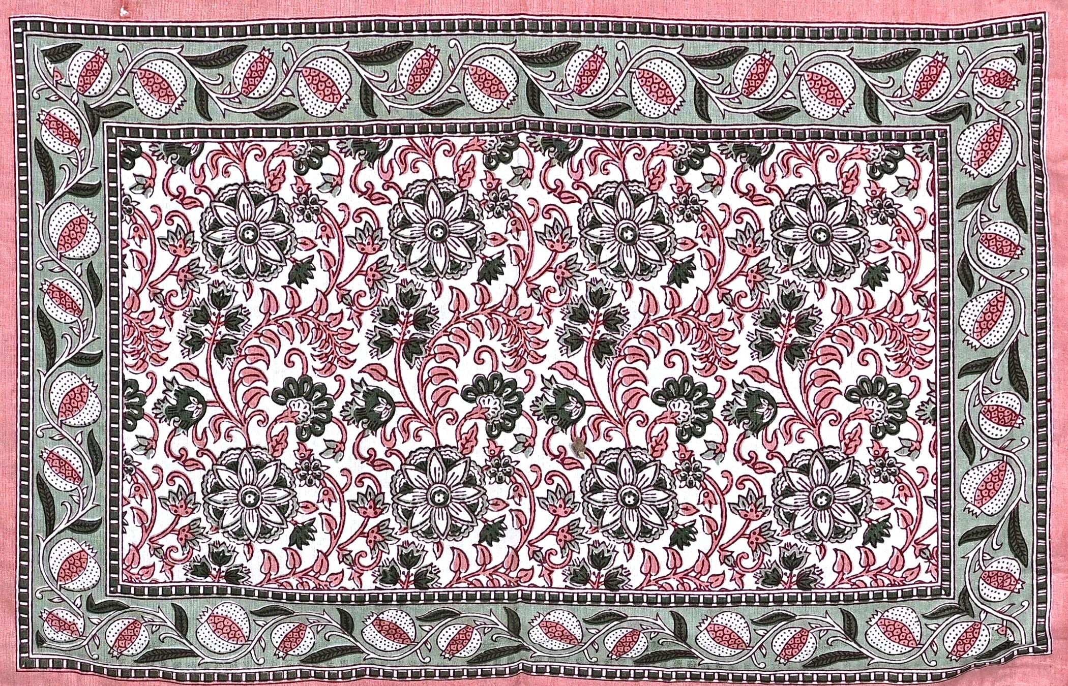 Green Orange Floral Printed Cotton 200TC King Bedsheet With 2 Zipper Pillow Covers - King Size by House of Ree - Distacart