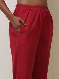 Thumbnail for trueBrowns Maroon Cotton Linen Co-Ord Set