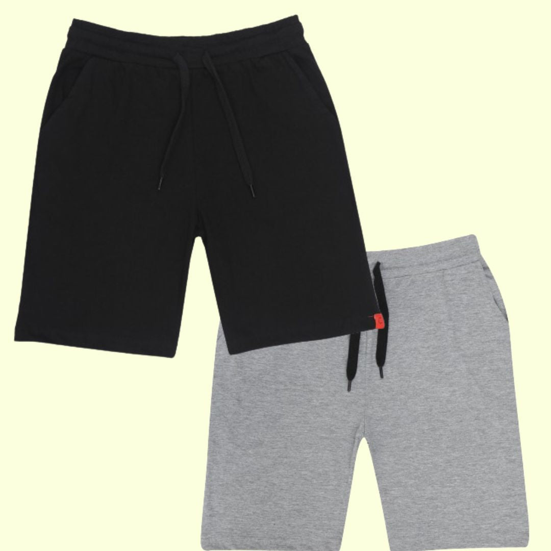 Chilins Kids Cotton Shorts Grey & Black - Distacart
