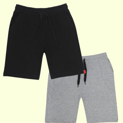 Chilins Kids Cotton Shorts Grey & Black - Distacart