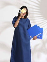 Thumbnail for trueBrowns Blue Slub Dress