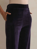 Thumbnail for trueBrowns Purple Velvet Embroidered Kurta Pant Dupatta Set