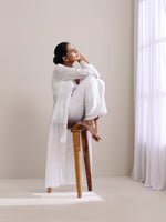 Thumbnail for trueBrowns White Dobby Overlay Jacket Blouse Pant Set - Distacart