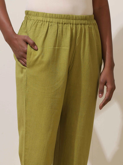 trueBrowns Pear Green Cotton Linen Co-Ord Set - Distacart