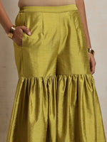Thumbnail for trueBrowns Green Silk Sharara Dupatta Set