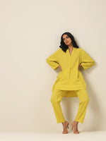 Thumbnail for trueBrowns Lime Slub Texture Relax Fit Co-Ord Set - Distacart