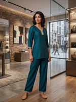 Thumbnail for Anaita Teal Stylish Readymade Co-Ords Set - Dista