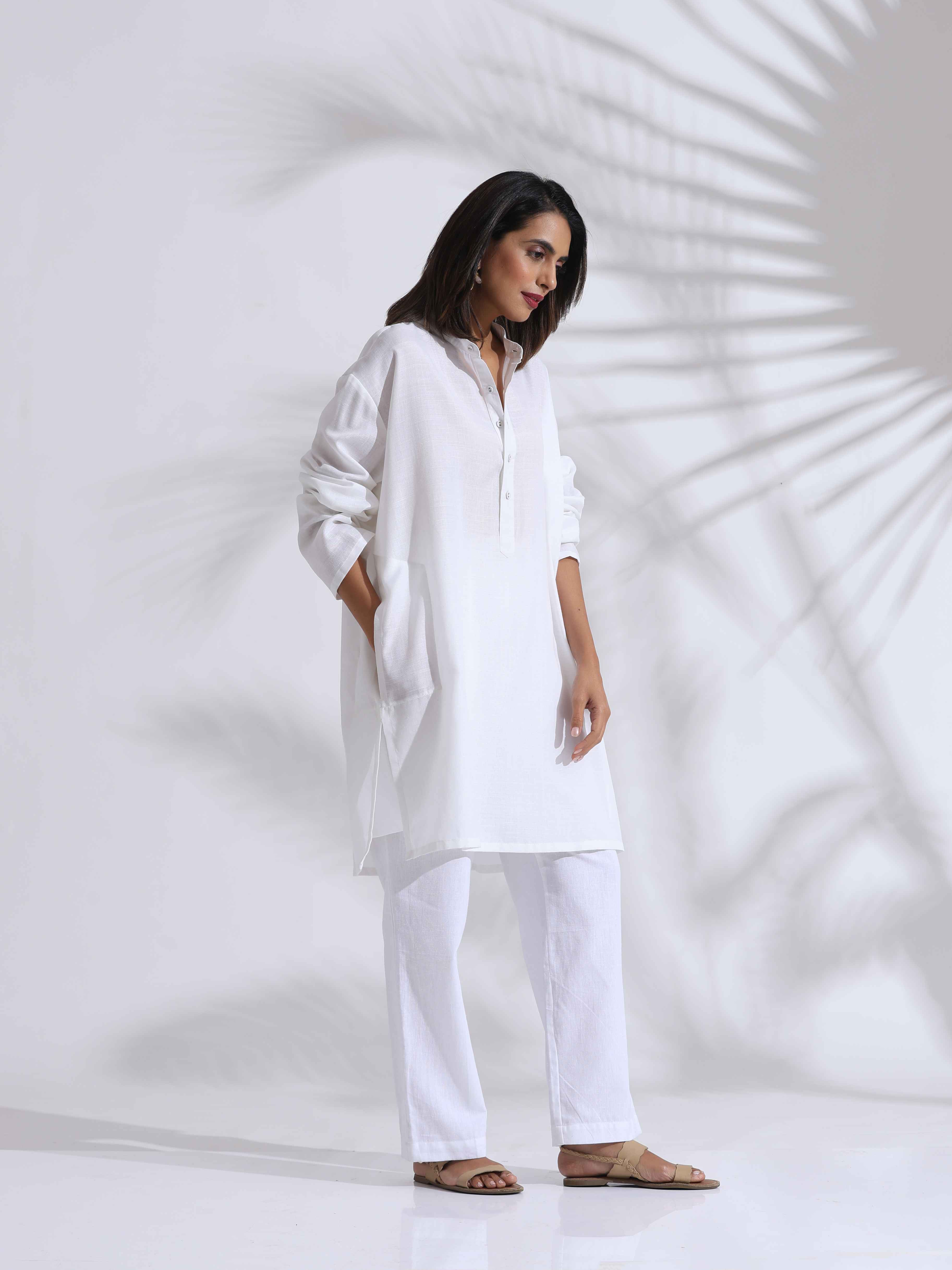 trueBrowns White Unisex Freesize Kurta